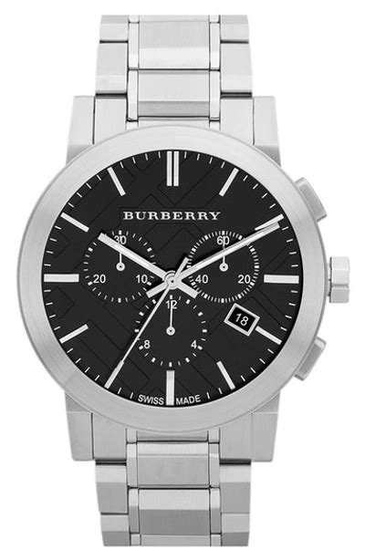 burberry check stamped chronograph bracelet watch 42mm|burberry watches official website.